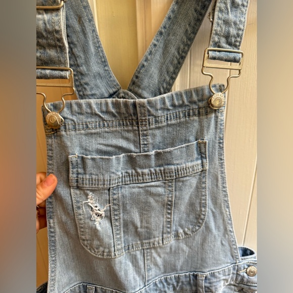 Blue Spice Denim Distressed Overalls - Picture 4 of 13